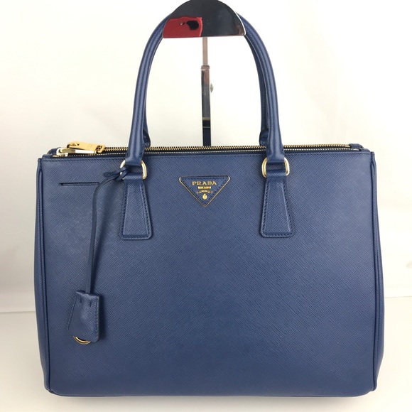 Prada Handbags - Prada Italian Galleria Lux Bluette Double Zip Tote